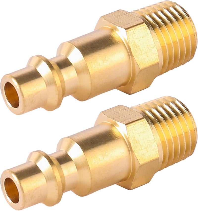 BILBAL Brass 1/4-Inch NPT Male Industrial Air Hose Quick Connect Adapter,Air Coupler and Plug Kit,Air Compressor Fittings 2pcs - Image 1